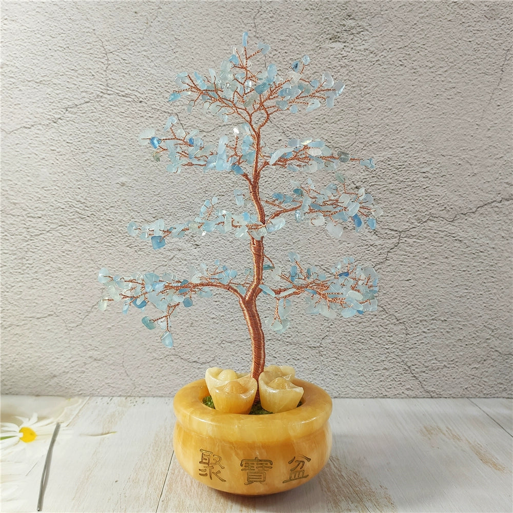 Natural crystal fortune tree light luxury ornaments crafts