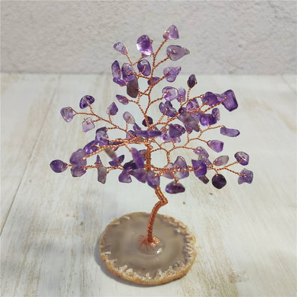 Natural crystal peach blossom fortune tree ornaments