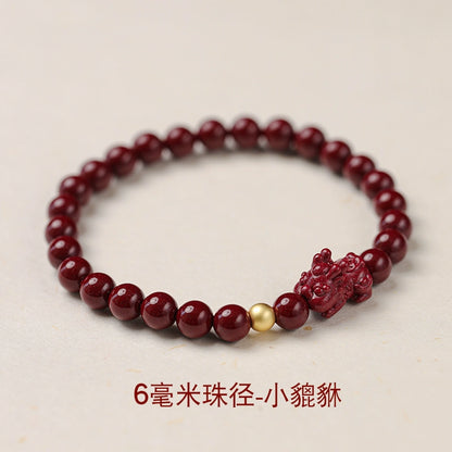 Fashionable New Chinese Style Cinnabar Purple Gold Pixiu Bracelet