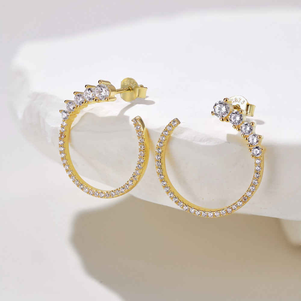 Fashionable hoop design micro-paved zircon earrings