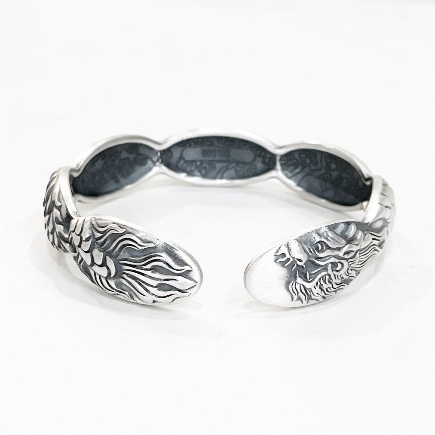 Vintage Frosted Dragon Wave Sterling Silver Bracelet