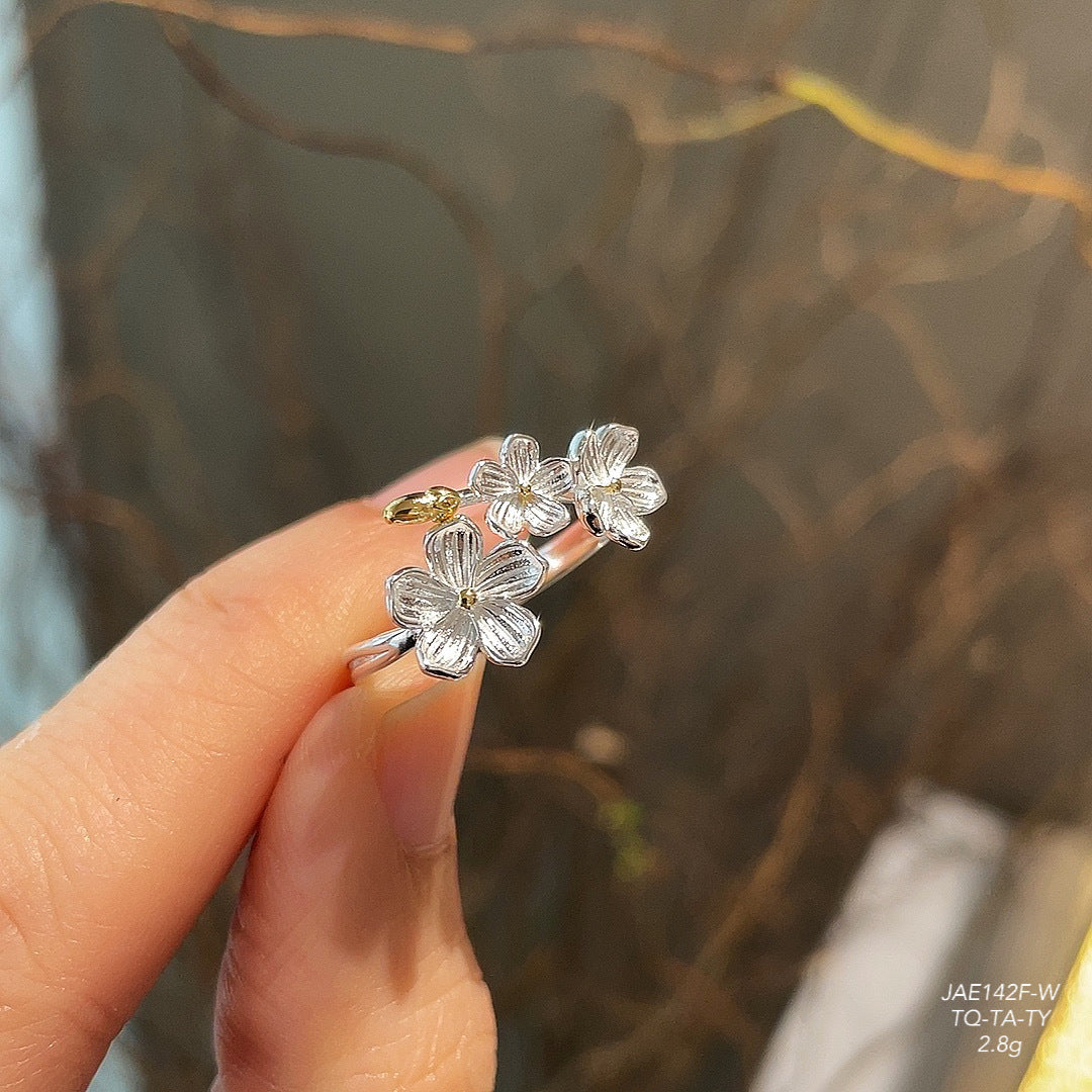 Plum Blossom Sterling Silver Bracelet Ring