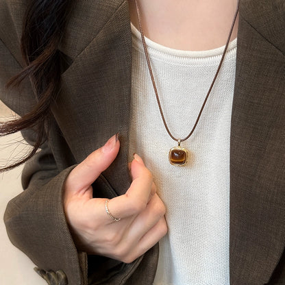 Tiger eye stone necklace long necklace