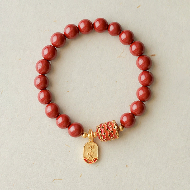 Retro palace Chinese style cinnabar bracelet emperor sand bracelet