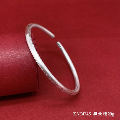 Chinese style round stick sterling silver bracelet