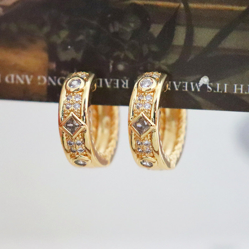 91-Designer gold micro-paved zircon exquisite earrings