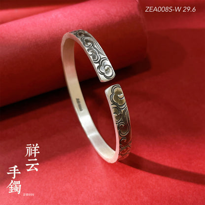 Ancient auspicious cloud sterling silver bracelet