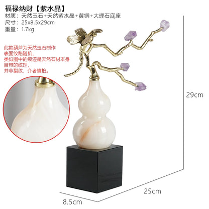 New Chinese style natural amethyst tree ice crack ceramic gourd furniture ornaments