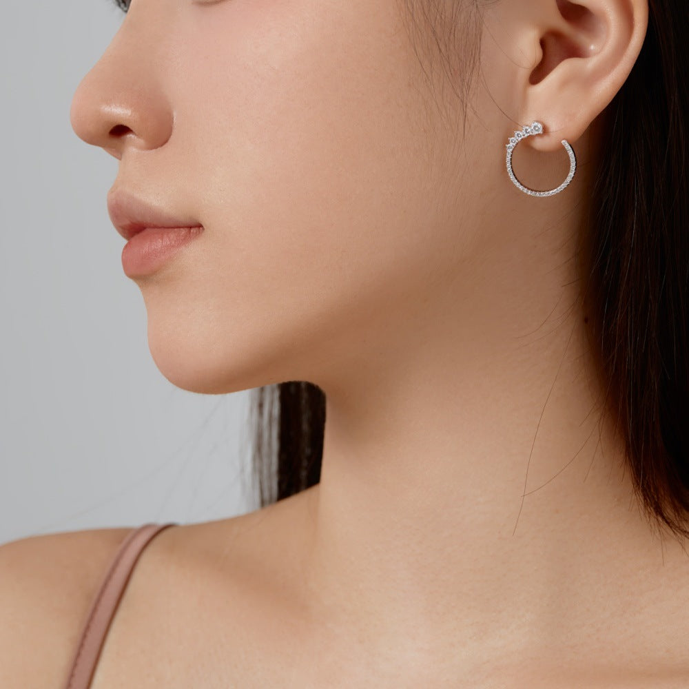 Fashionable hoop design micro-paved zircon earrings