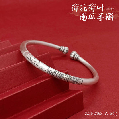 Chinese style apricot leaf sterling silver bracelet