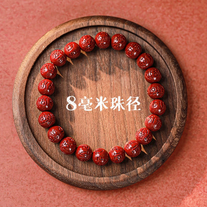 New Chinese style cinnabar purple gold sand six-character mantra single circle bracelet for men and women