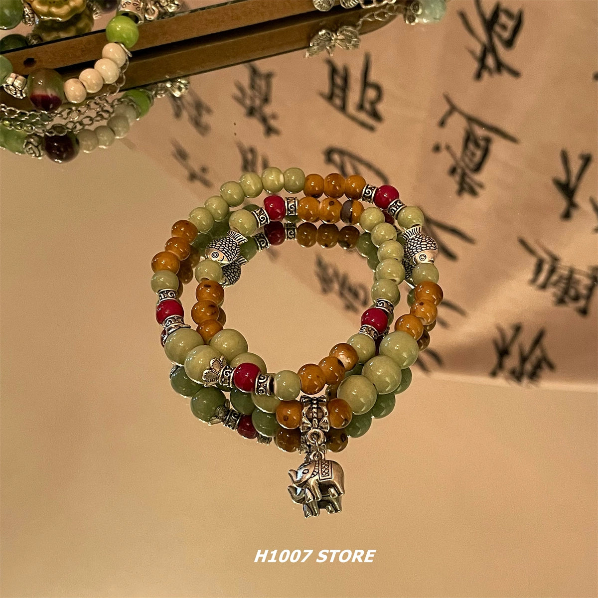 New Chinese style ceramic double layer beaded bracelet