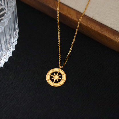 23-Fashionable and popular personality retro eight-pointed star necklace