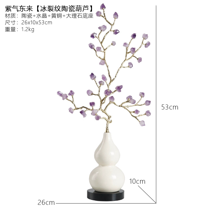 New Chinese style natural amethyst tree ice crack ceramic gourd furniture ornaments