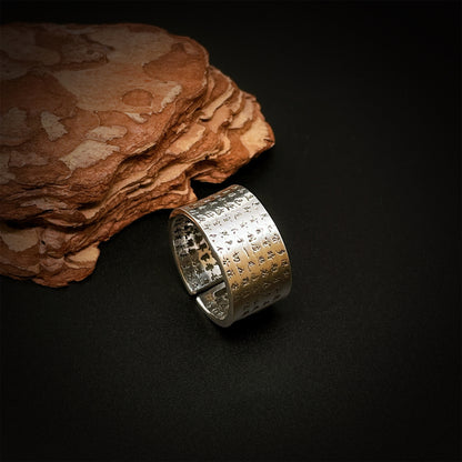 Ancient style twelve zodiac sterling silver ring