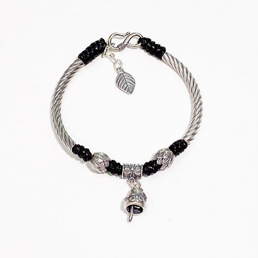 Chinese style lotus cat sterling silver bracelet