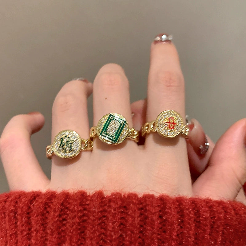 Fashion New Chinese Mahjong Open Ring