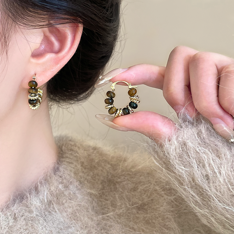 High-end tiger eye stone earrings