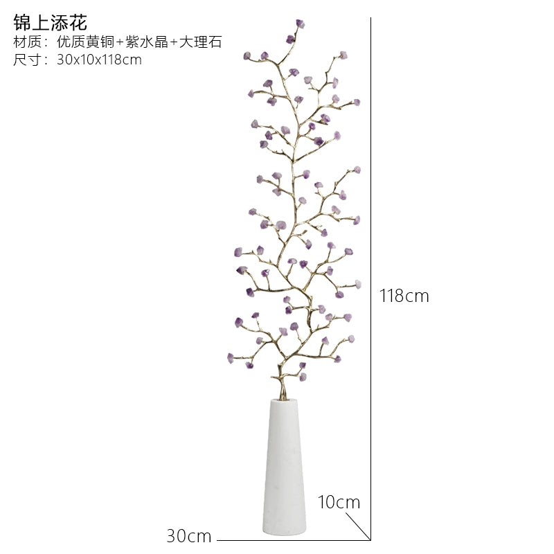 Natural crystal treasure fortune tree ice crack decorative ornaments