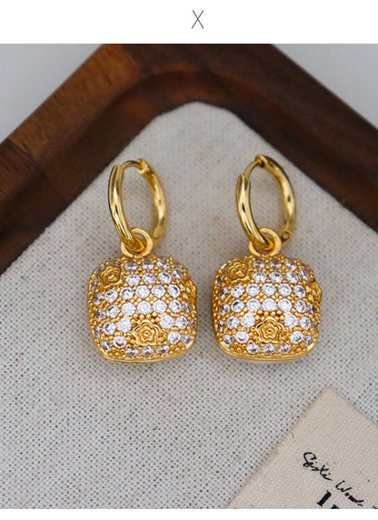 86-Simple high-grade zircon oil-drop pattern zircon earrings