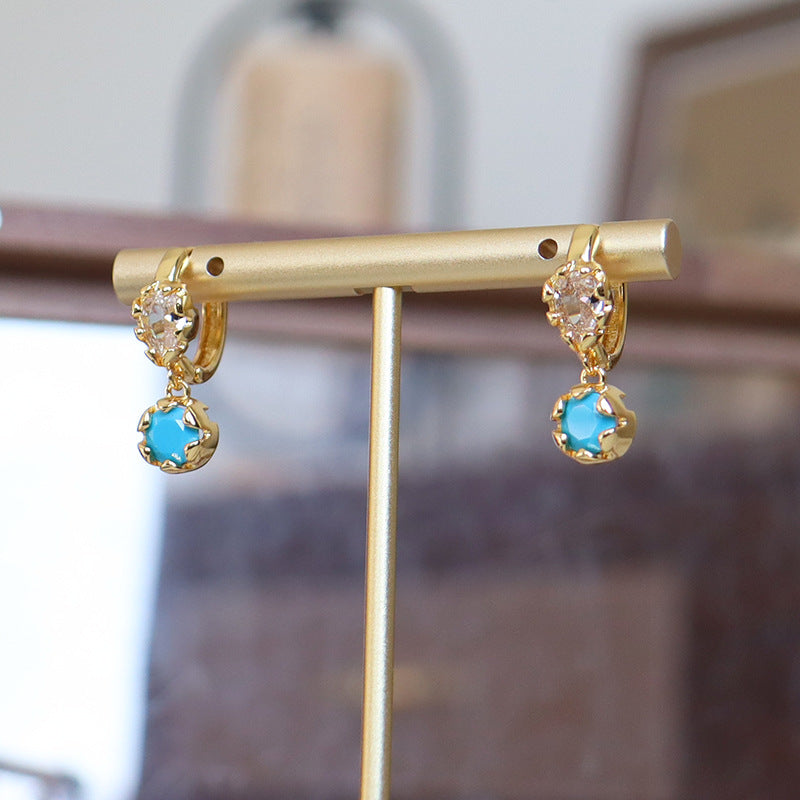 112-High-end design turquoise earrings