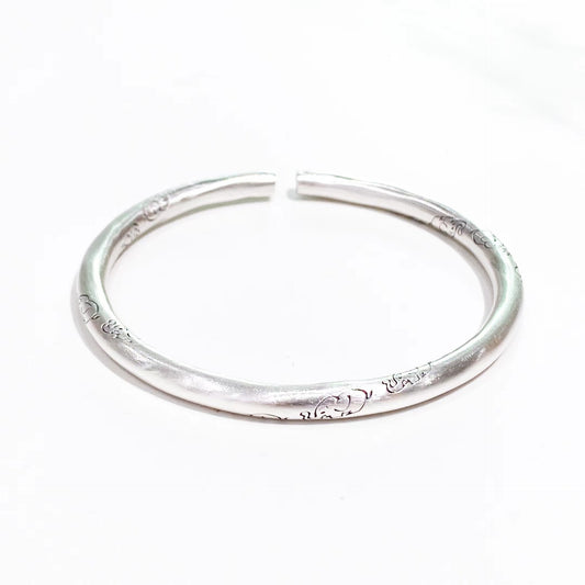 Chinese style auspicious cloud round stick sterling silver bracelet couple model