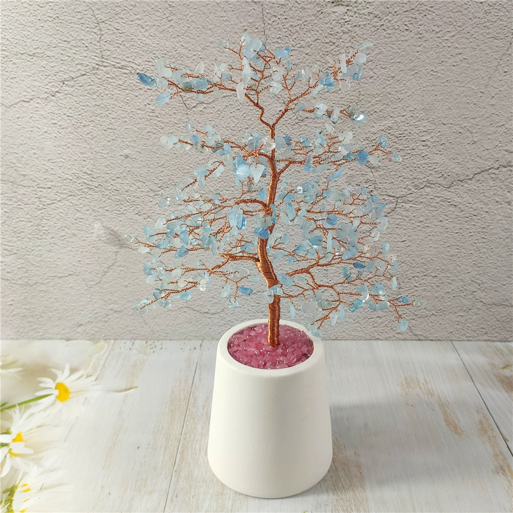 Natural crystal fortune tree light luxury ornaments crafts