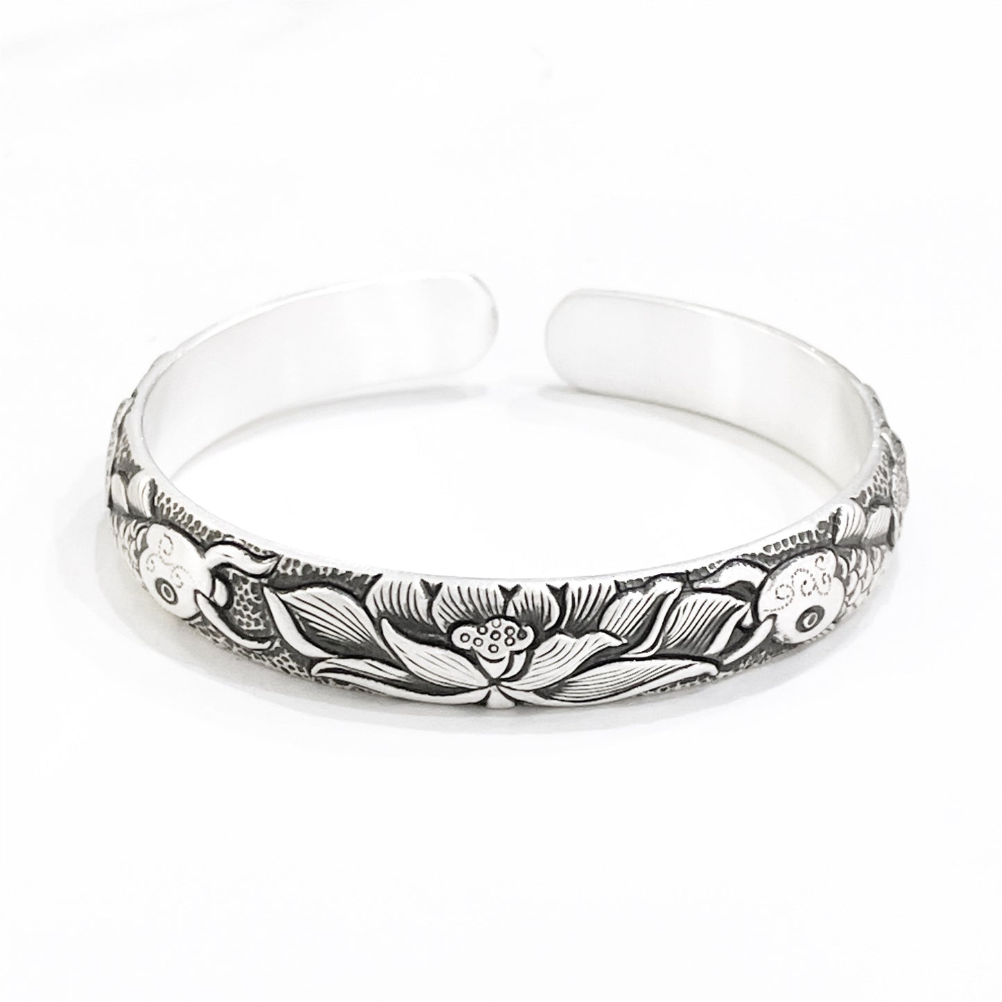 Chinese style phoenix carp sterling silver bracelet