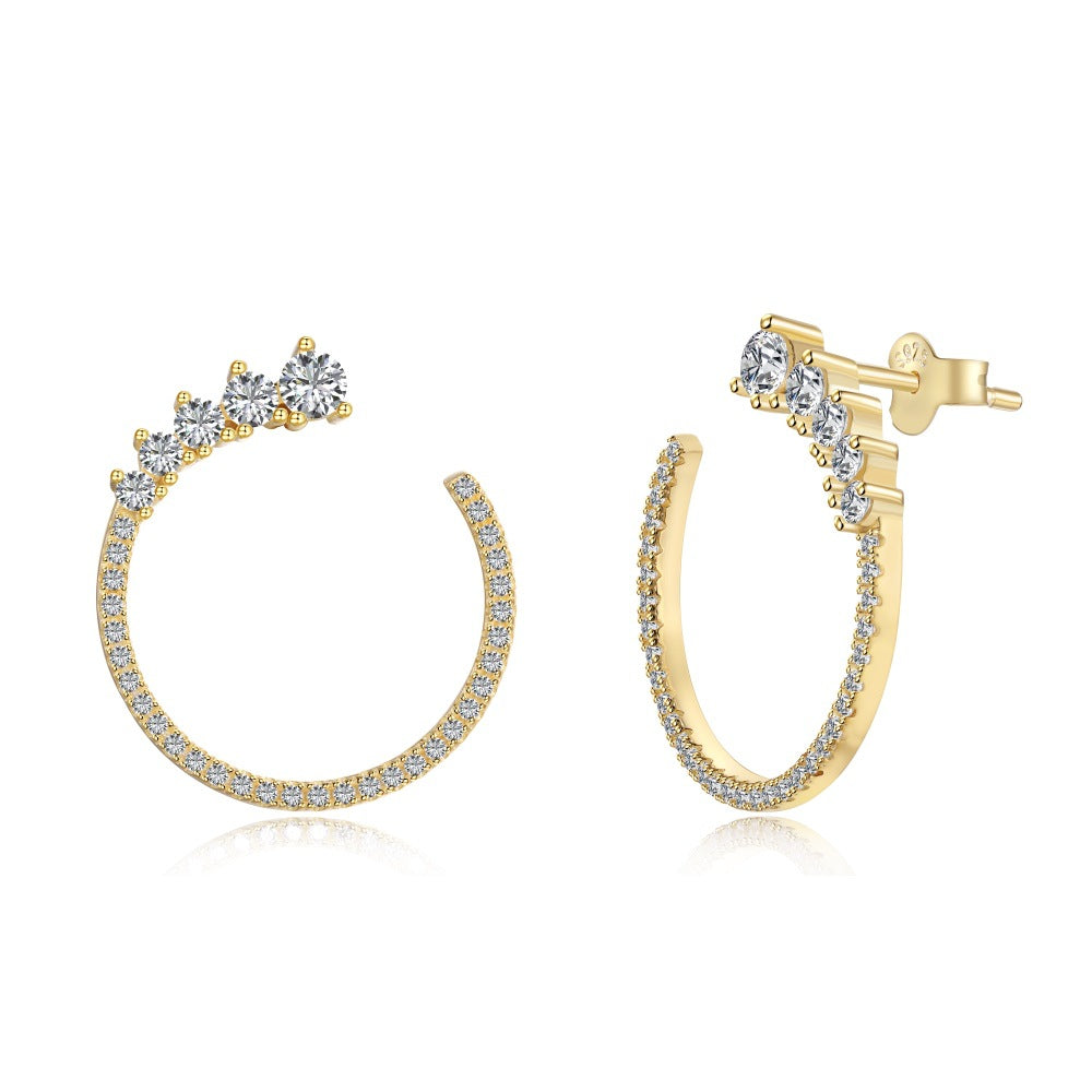 Fashionable hoop design micro-paved zircon earrings