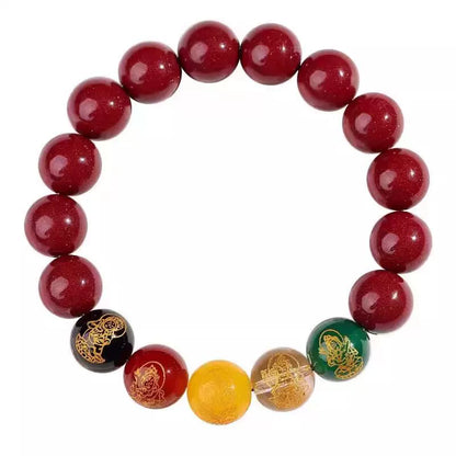 Fashionable new Chinese style cinnabar five-way fortune god bracelet luck beads bracelet