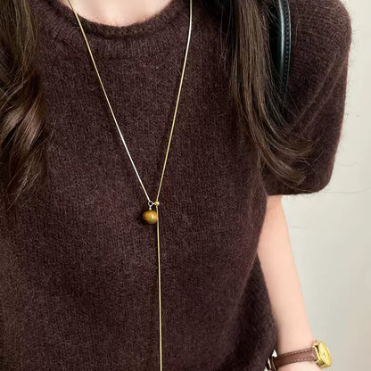 Women's golden tiger eye stone long necklace