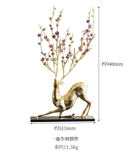 Chinese natural crystal lucky deer blossom sika deer decorative ornaments