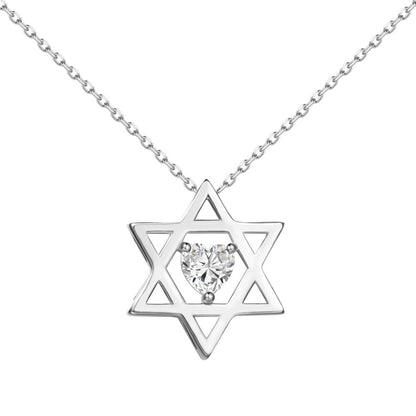 Youthful personality simple inlaid six-pointed star zircon heart necklace