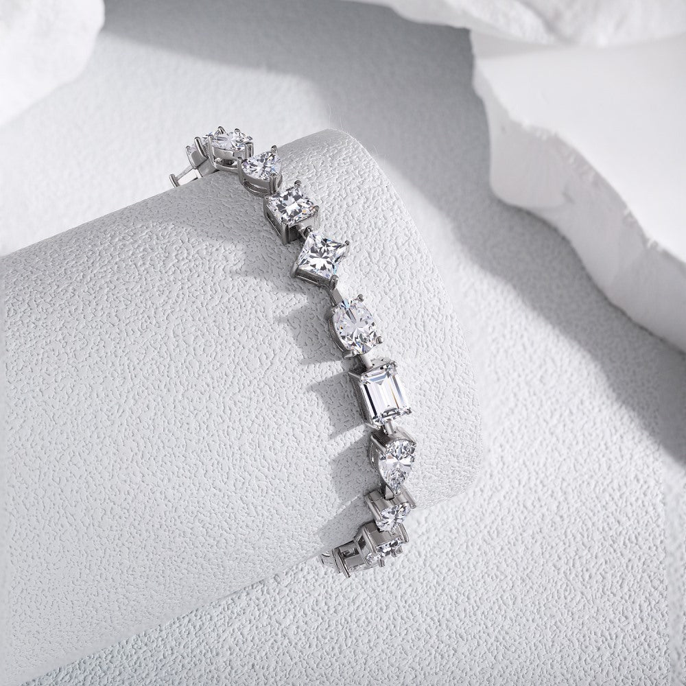 High-end elegant sterling silver full diamond zircon bracelet