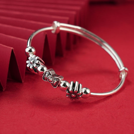 Chinese style bow sterling silver bracelet