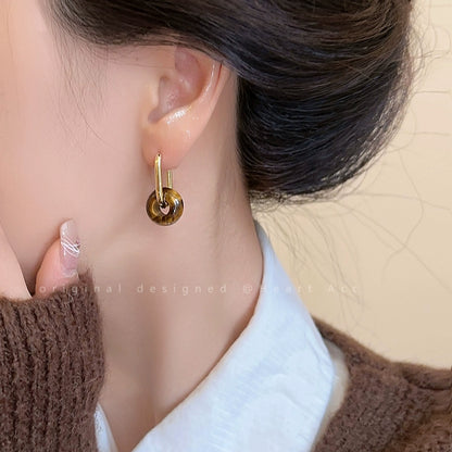 Vintage Round Tiger Eye Knot Earrings