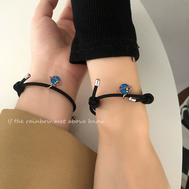 Fashion blue smiley face braided couple bracelet