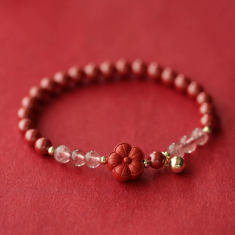 Exquisite Chinese style purple gold sand cinnabar emperor sand bracelet strawberry crystal pink crystal bracelet