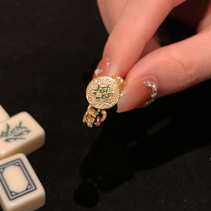 Fashion New Chinese Mahjong Open Ring