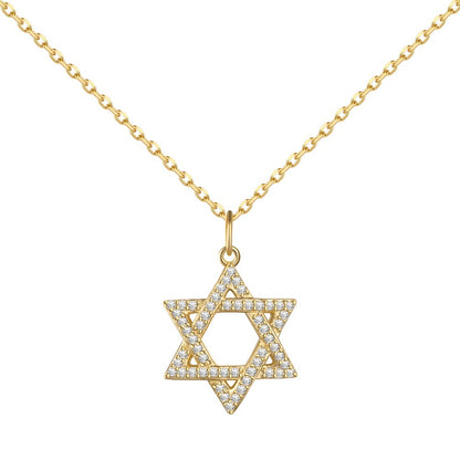 Fashionable and exquisite personality zircon six-pointed star pendant necklace