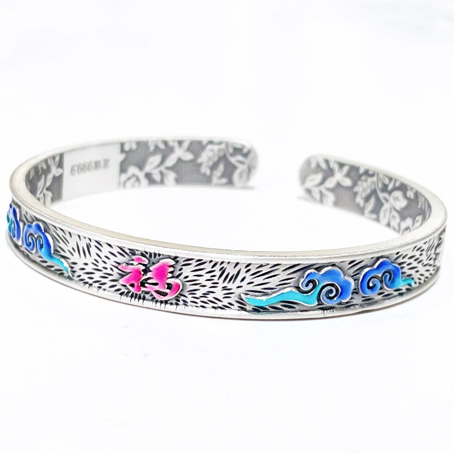 Chinese wide pattern sterling silver bracelet