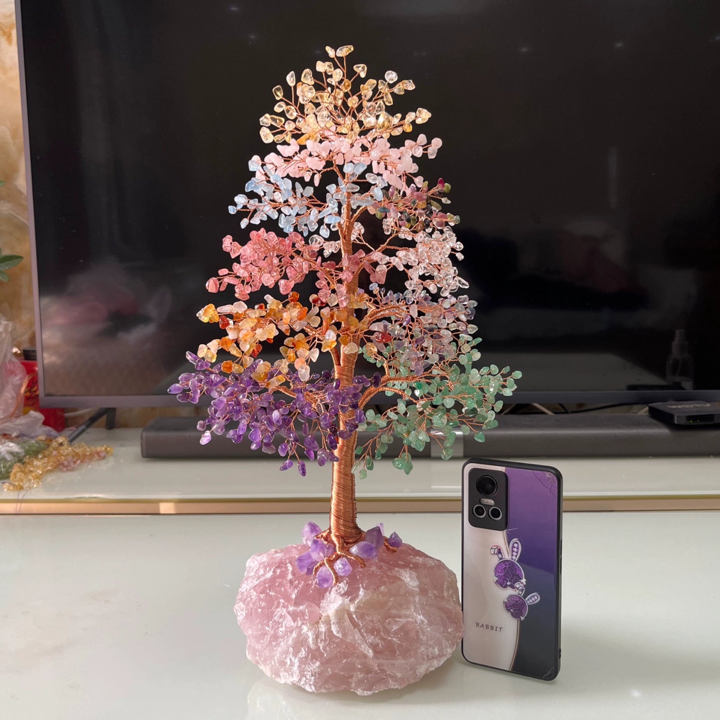 Natural colorful crystal fortune tree decoration ornaments