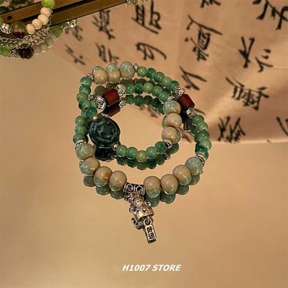 New Chinese style ceramic double layer beaded bracelet