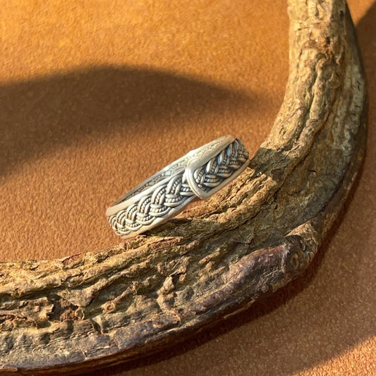 Fashionable braided sterling silver ring