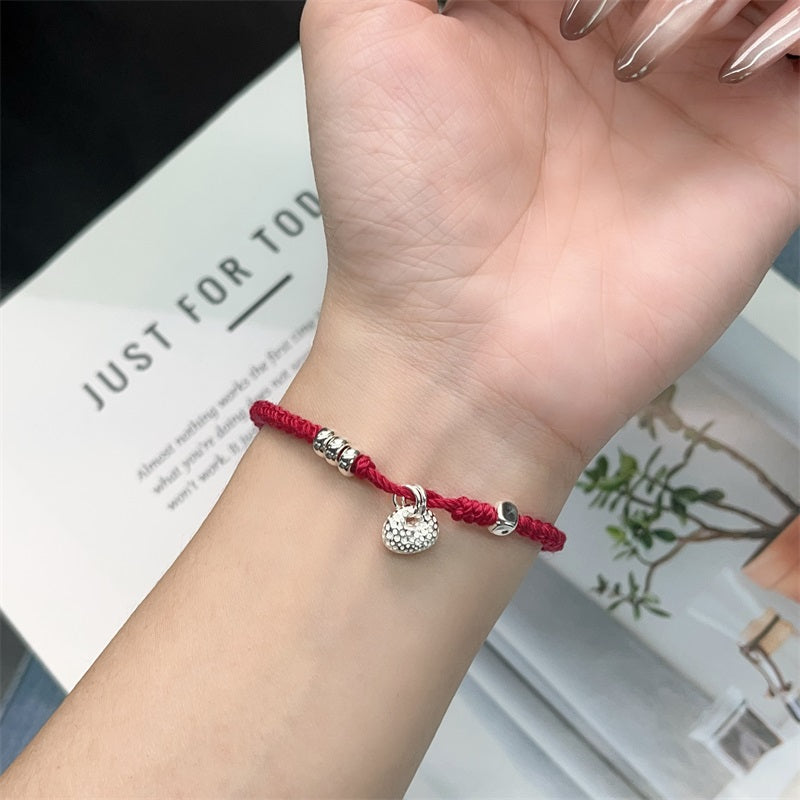 New Chinese style sterling silver lucky bag braided bracelet