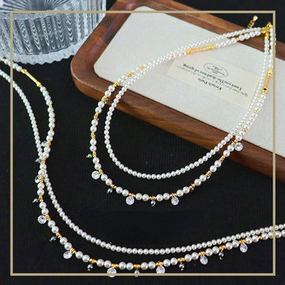 30-Exquisite Vintage Zirconia Pearl Beaded Stacking Necklace