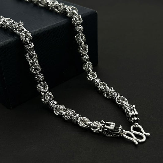 European and American hip-hop sterling silver dragon head interlocking necklace