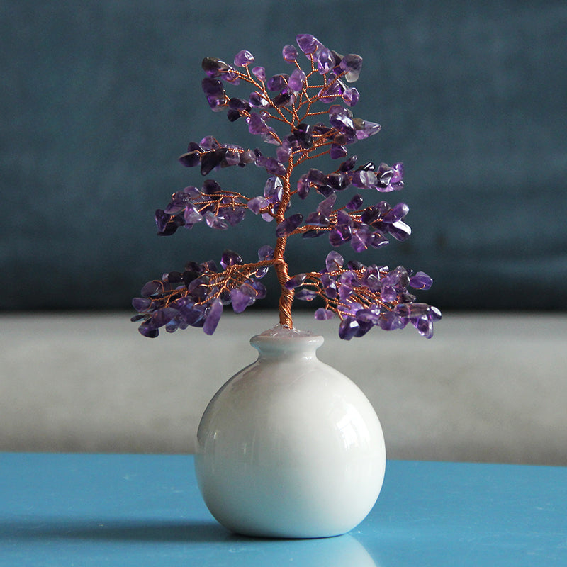 Natural crystal tree pot ornaments