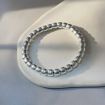 China solid sterling silver square bead bracelet