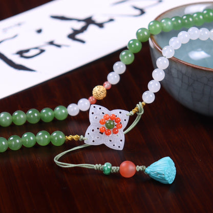 Chinese style natural Hetian jade necklace